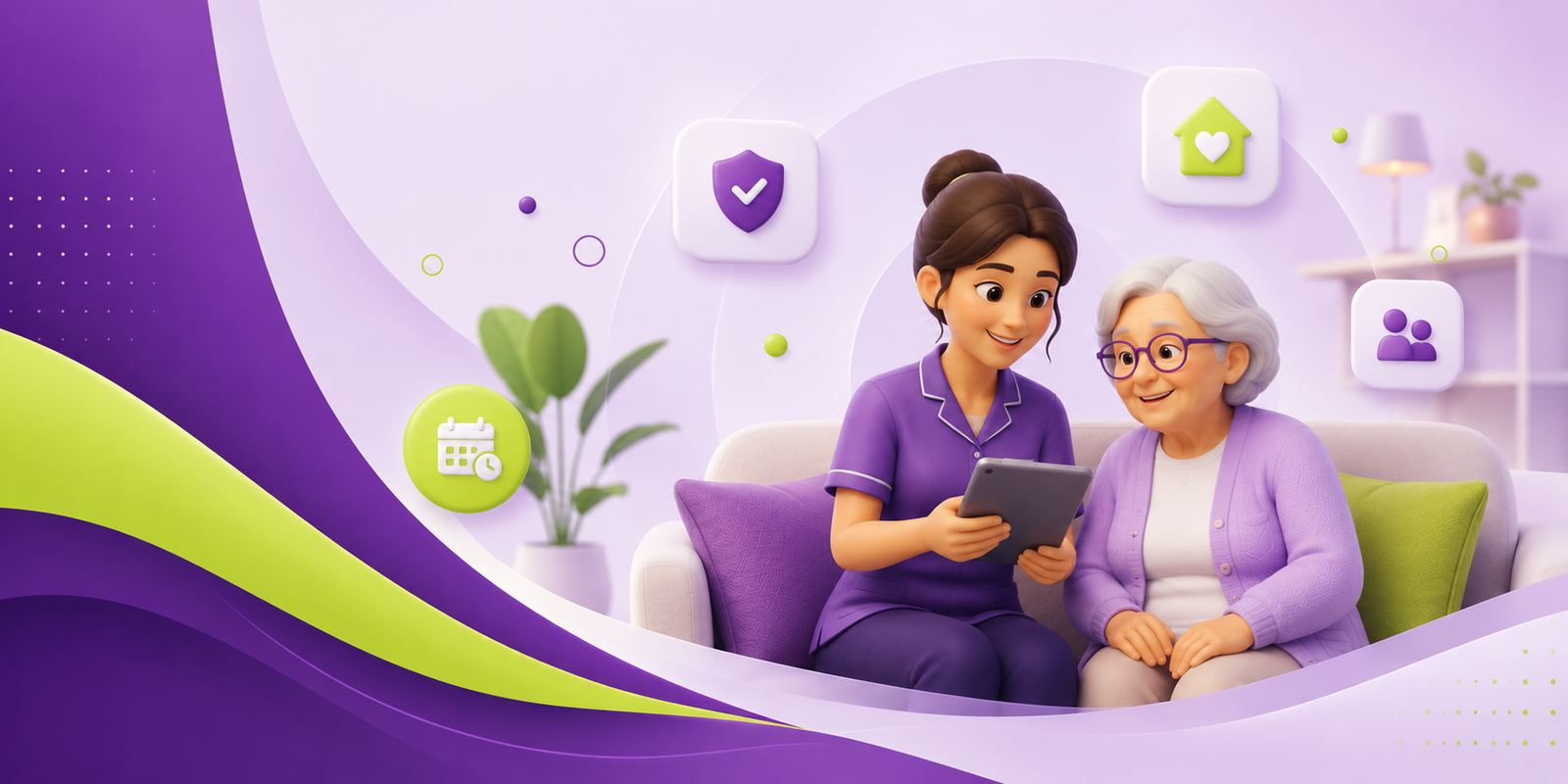 A carer supporting an elderly client at home